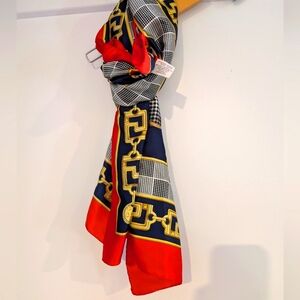 Elegant Red and Gold Vintage Scarf